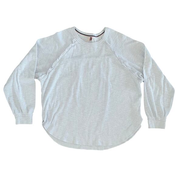 Pilcro Anthropologie Ruffled Raglan Thermal Top Cool Grey Oversized XL - Picture 5 of 14